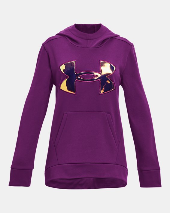 Girls' Armour Fleece® Iridescent Big Logo Hoodie, Purple, pdpMainDesktop image number 0